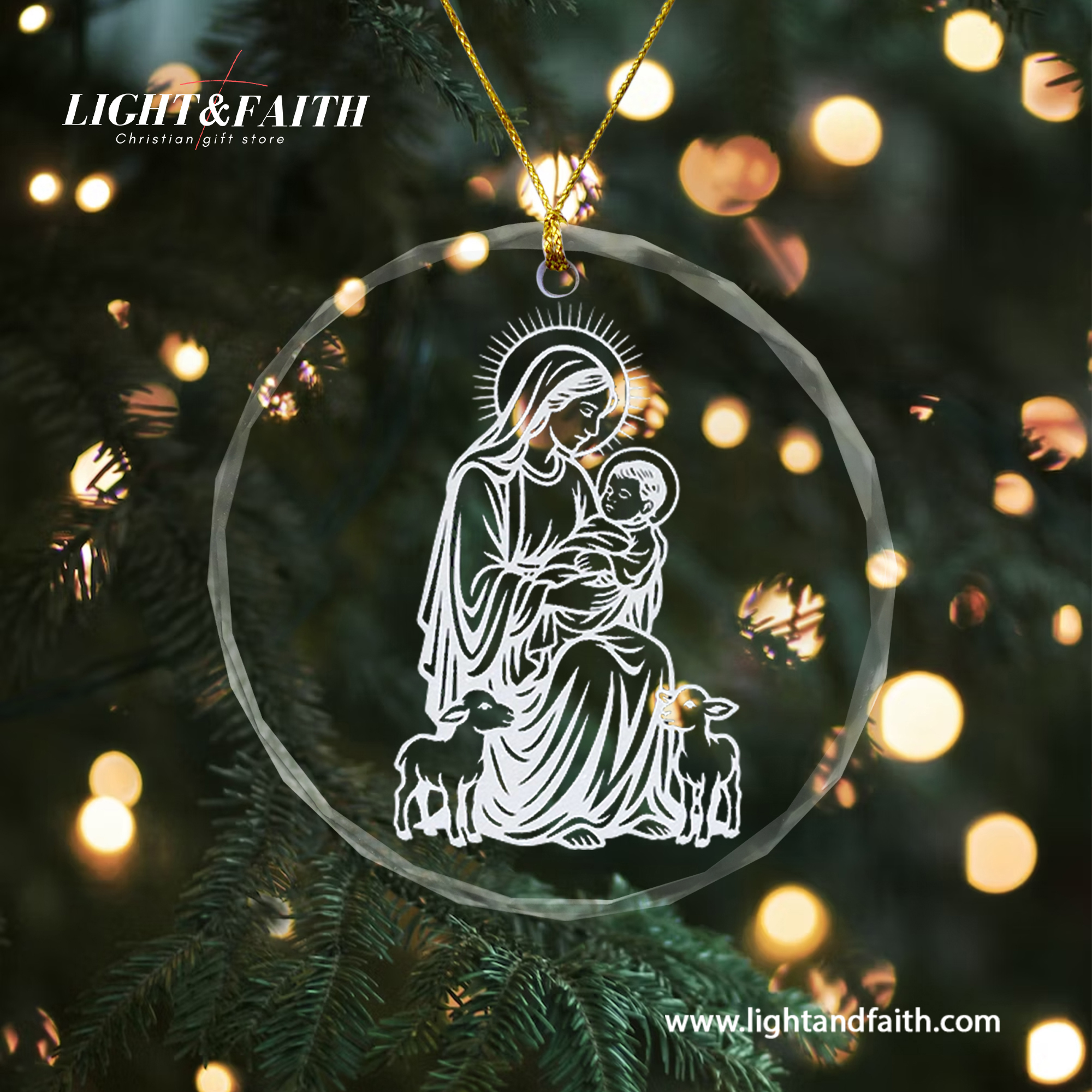 Virgin Mary and Baby Jesus Glass Ornament, Holy Family Christmas Decoration, Catholic Faith Gift, Religious Ornament, Christian Home Decor DCLAF72